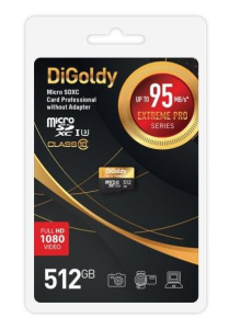 Карта micro-SD 512 GB DIGOLDY Class 10 UHS-1 Extreme Pro (U3) (DG512GCSDXC10UHS-1-ElU3 w)