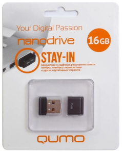 Карта USB2.0 16 GB Qumo Nano QM16GUD-NANO-B Black