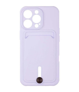 Бампер Apple iPhone 13 Pro ZIBELINO Silicone Card Holder с выталкивателем сиреневый защита камеры