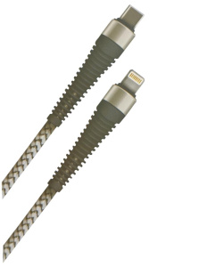 Кабель USB 3.0 Type-C to Lightning 8-pin 1m Borasco PD Fishbone усиленный серый (52384)