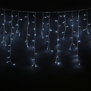 Электрогирлянда уличная LUAZON LIGHTING "Бахрома" 3х0,6м, УМС, прозрачная нить, 160 LED, свечение белое, 220 В (187276)