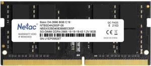 Память SO-DIMM DDR4 8192Mb 2666MHz Netac NTBSD4N26SP-08 Basic RTL PC4-21300 CL19 260-pin 1.2В single ra