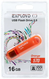 Карта USB2.0 16 GB EXPLOYD 570 оранжевый