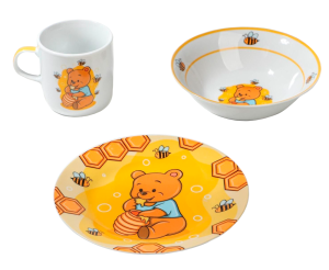 Набор столовый детский ДОЛЯНА «Медвежонок и мёд», керамика, 3 пр.(9438006)