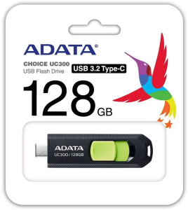 Карта USB3.0 128 GB A-DATA ACHO-UC300-128G-RBK/GN UC300 Type C черный/зеленый