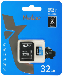 Карта micro-SD 32 GB NETAC P500 (NT02P500STN-032G-R)+ адаптер