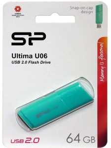 Карта USB2.0 64 GB Silicon Power Ultima U06 SP064GBUF2U06V1B зеленый