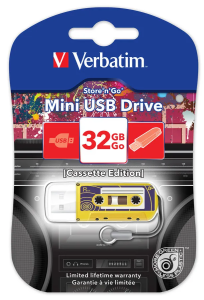 Карта USB2.0 32 GB Verbatim Mini Cassette Edition 49393 желтый/рисунок