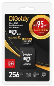 Карта micro-SD 256 GB DIGOLDY Class 10 UHS-1 Extreme Pro (U3) (DG256GCSDXC10UHS-1-ElU3 w)