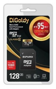 Карта micro-SD 128 GB DIGOLDY class10 +адаптер