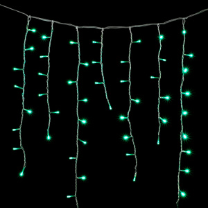 Электрогирлянда уличная LUAZON LIGHTING "Бахрома" 3х0,6м, УМС, прозр. нить, 160 LED, свечение зеленое, 220 В (187279)