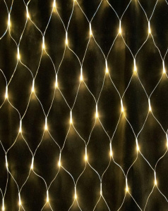 Электрогирлянда LUAZON LIGHTING "Сеть" 1,6х1,6м, прозр. нить, 144 LED, свечение желтое, 8 режимов, 220 В (1585750)