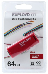 Карта USB2.0 64 GB EXPLOYD EX-64GB-580-красный