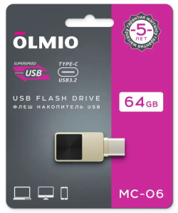 Карта USB3.2 64 GB Olmio MC-06 Type-C металлик