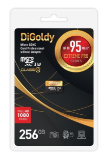 Карта micro-SD 256 GB DIGOLDY Class 10 UHS-1 Extreme Pro (U3) (DG256GCSDXC10UHS-1-ElU3 w)