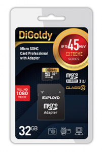 Карта micro-SD 32 GB DIGOLDY Class 10 UHS-1 Extreme+адаптер