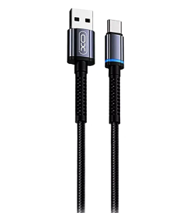 Кабель USB 2.0 A вилка - Type-C 1 м NB-215 индикатор, нейлон, черный