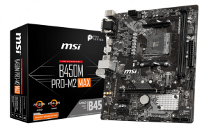 М/П SOC-AM4 MSI B450M PRO-M2 MAX 2xDDR4 mATX AC`97 8ch(7.1) GbLAN RAID+VGA+DV