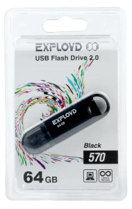 Карта USB2.0 64 GB EXPLOYD 570 черный