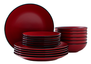 Набор столовый Доляна «Ваниль», керамика, бордовый, 18 пр.(9240101)