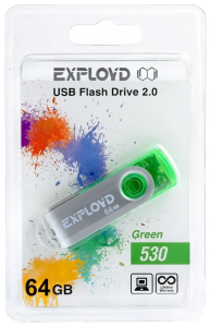 Карта USB2.0 64 GB EXPLOYD 530 зеленый