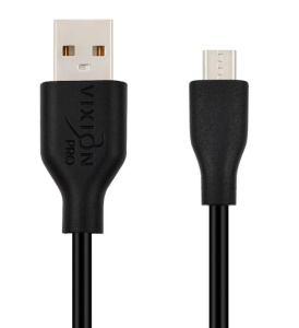 Кабель USB 2.0 A вилка - microUSB 1 м Vixion 2.4A VX-02m PRO черный