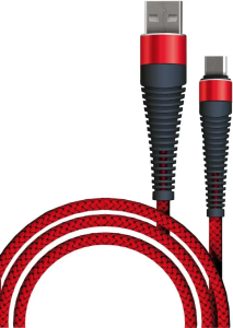 Кабель USB 2.0 A вилка - microUSB 1 м Borasco 3А Fishbone усиленный красный