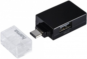 Коммутатор USB-C Hama Pocket 3порт. 00135752 черный
