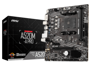 М/П SOC-AM4 MSI A520M-A PRO AMD A520 2xDDR4 mATX AC`97 8ch(7.1) GbLAN RAID+DVI+HDMI