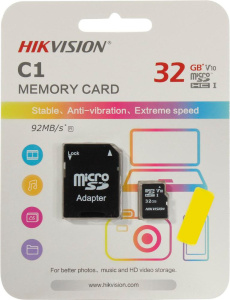 Карта micro-SD 32 GB Hikvision Class10 HS-TF-C1(STD)/32G/Adapter + adapte