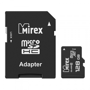 Карта micro-SD 128 GB MIREX UHS-I (13613-AD10S128)+ SD-адаптер