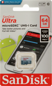 Карта micro-SD 64 GB SanDisk UHS-I SDSQUNR-064G-GN3MN