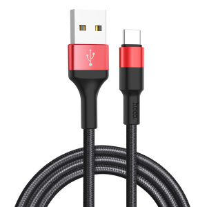 Кабель USB 2.0 A вилка - Type C 1 м HOCO X26 Xpress черно-красный