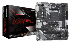 М/П SOC-AM4 Asrock B450M-HDV R4.0 2xDDR4 mATX AC`97 8ch(7.1) GbLAN RAID+VGA+D