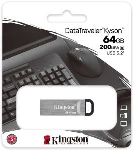 Карта USB3.1 64 GB Kingston DataTraveler Kyson DTKN/64GB USB3.1 серебристый/черный