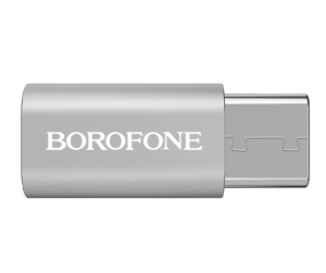 Переходник microUSB to Type-C Borofone BV4 серебро