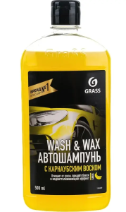 Автошампунь GRASS Wash & Wax с карнаубским воском и ароматом банана 500мл (110409)