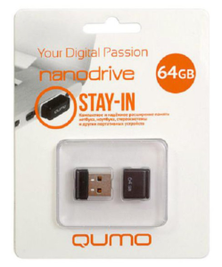 Карта USB2.0 64 GB QUMO Nano Black