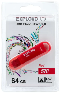Карта USB2.0 64 GB EXPLOYD 570 красный