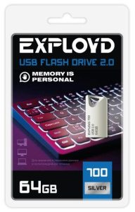 Карта USB2.0 64 GB EXPLOYD EX-64GB-700-Silver