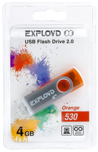 Карта USB2.0 4 GB EXPLOYD 530 оранжевый