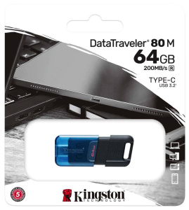 Карта USB3.2 64 GB Kingston DataTraveler 80 M DT80M/64GB Type C черный