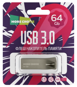 Карта USB3.0 64 GB More Choice MF64m металл Silver