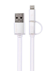 Кабель USB 2.0 A вилка - 8pin+microUSB Remax Aurora 1м White