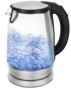Чайник KITFORT КТ-628 серебристый (стекло)