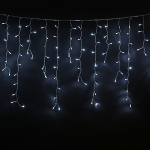 Электрогирлянда уличная LUAZON LIGHTING "Бахрома" 3х0,6м, УМС, белая нить, 160 LED, свечение белое, 220 В (3584170)