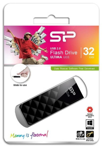 Карта USB2.0 32 GB SILICON POWER ULTIMA U03 черный выдвижной