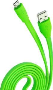 Кабель USB 2.0 A вилка - microUSB 1 м OLMIO 2.1A плоский зеленый