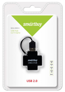 Коммутатор USB2.0 SMARTBUY SBHA-6900-K 4 порта черный