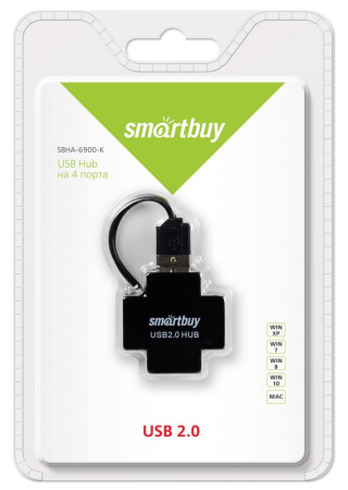 Коммутатор USB2.0 SMARTBUY SBHA-6900-K 4 порта черный